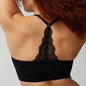 SOMA Enbliss Racerback Bralette with Lace Back in Black Comfy - Size L NWT